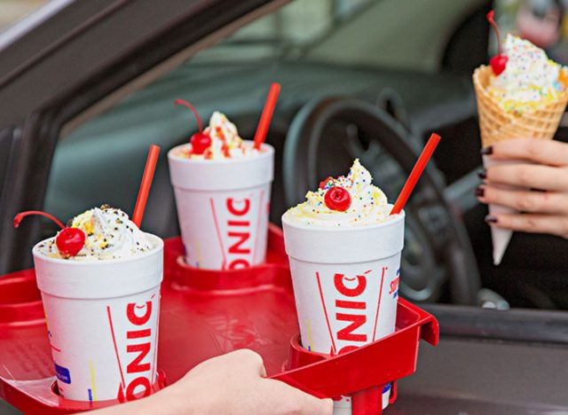 sonic tray of milkshakes
