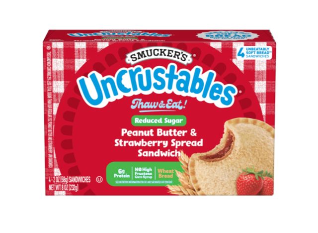 Smucker’s Uncrustables Reduced Sugar Peanut Butter and Strawberry Sandwich