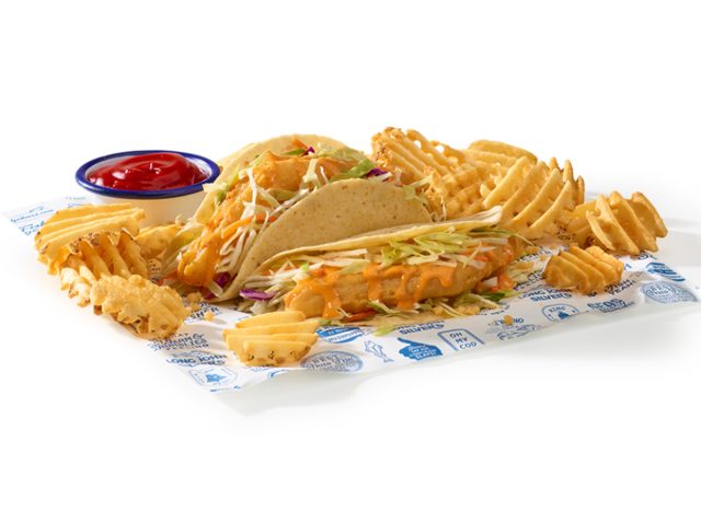 Long John Silver's 2 Fish Taco Basket (2 Grilled Shrimp Tacos, Side of Green Beans)